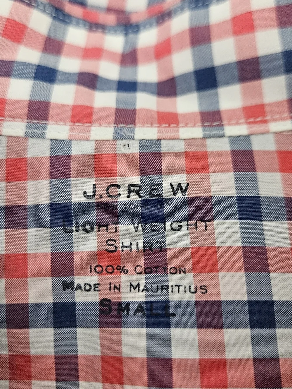 J.CREW Lightweight Shirt Gingham Plaid Long Sleeve Button Up Collared Mens Small